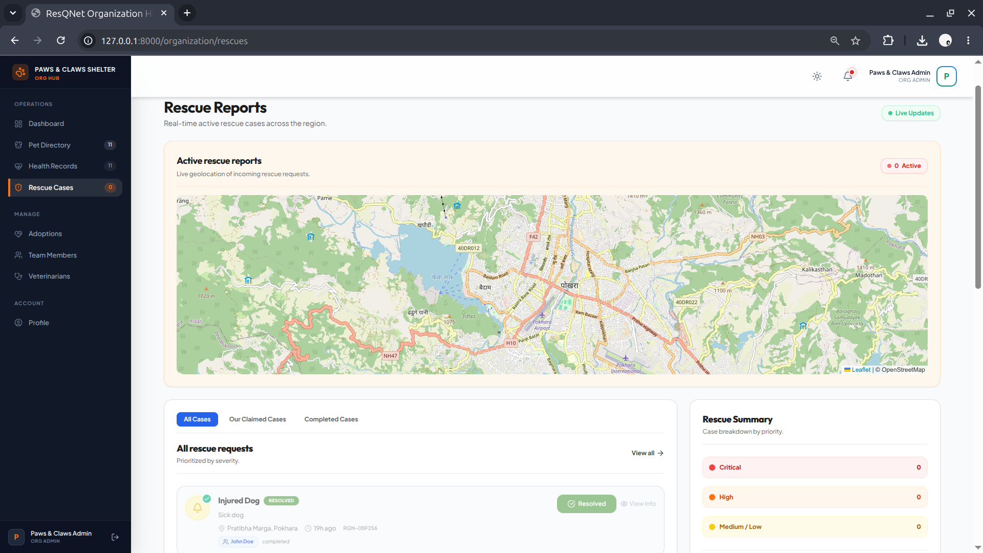 ResQNet Real-time Dashboard